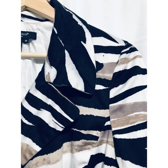 Sandro Sportswear Short Trench Coat Womens Medium Animal Print Belted Pockets - Picture 3 of 6